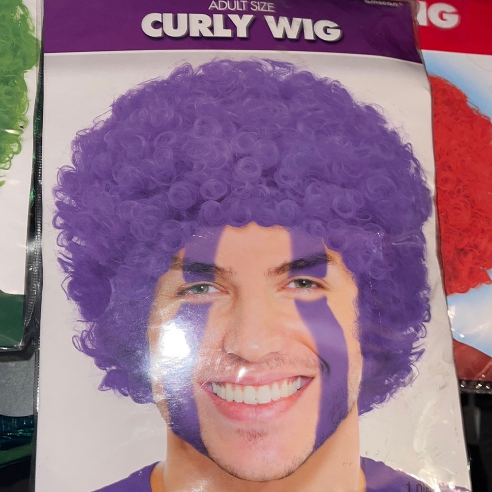 Purple curly wig 1 piece